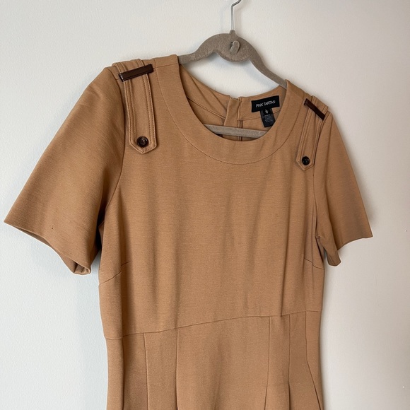 Pink Tartan camel-coloured knee-length dress in size L - Picture 2 of 5